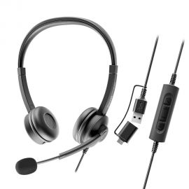 Juodos ausinės su mikrofonu Axtel FLOW UC stereo USB-A / C