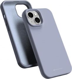 Levandos pilkas dėklas Apple iPhone 15 "Mercury Silicone"