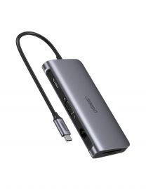 Pilkas adapteris Ugreen CM179 USB-C to USB-C + 3xUSB-A + HDMI + VGA + RJ45 + SD / TF