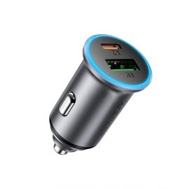 Pilkas automobilinis įkroviklis Acefast B15 65W USB-C / USB-A