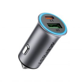 Pilkas automobilinis įkroviklis Acefast B16 95W USB-C / USB-A