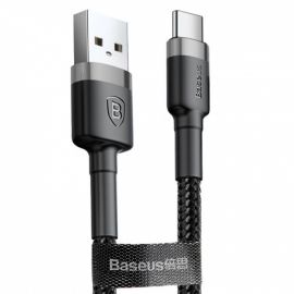 Pilkas juodas USB kabelis Baseus Cafule Type-C 1.0m 3.0A CATKLF-BG1