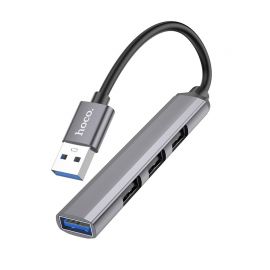 Pilkas USB šakotuvas Hoco HB26 4-in-1 adapter USB-A to 1xUSB3.0 + 3xUSB2.0