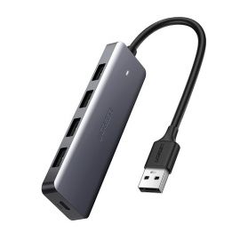 Pilkas USB šakotuvas Ugreen CM219 USB-A to 4xUSB-A (MicroUSB Power Supply)