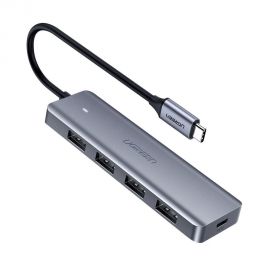 Pilkas USB šakotuvas Ugreen CM219 USB-C to 4xUSB-A (USB-C Power Supply)