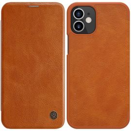 Rudas atverčiamas dėklas Apple Iphone 12 mini "Nillkin Qin Leather Case"