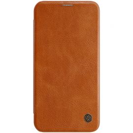 Rudas atverčiamas dėklas Apple Iphone 12 Pro Max "Nillkin Qin Leather Case"