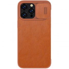 Rudas atverčiamas dėklas Apple Iphone 14 Pro "Nillkin Qin Pro Leather"