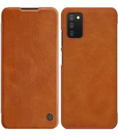 Rudas atverčiamas dėklas Samsung Galaxy A03s "Nillkin Qin Leather Case"