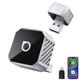 Sidabrinis belaidis CarPlay / Android Auto adapteris Ottocast Mini Cube CP88-T3