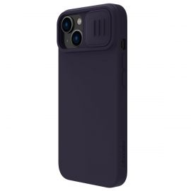 Tamsiai violetinis dėklas Nillkin CamShield Silky Magnetic Silicone telefonui Apple iPhone 14 Plus