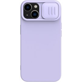 Šviesiai violetinis dėklas Nillkin CamShield Silky Silicone telefonui Apple iPhone 15 Plus