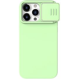 Šviesiai žalias dėklas Nillkin CamShield Silky Silicone telefonui Apple iPhone 15 Pro Max