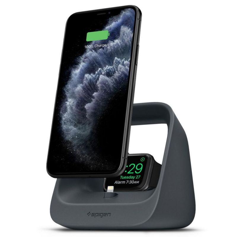 Juoda įkrovimo stotelė SPIGEN S316 2IN1 IPHONE \u0026 WATCH
